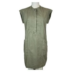 NWT J Crew Women’s Sz 2 Green Cap Sleeve Cargo‎ Shirt Dress. Pockets. Military